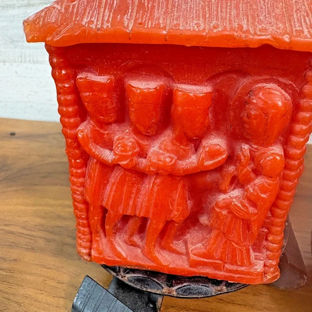 Vintage German Johann Gunter Walldurn Baden Carved Candle Pillar Lot of 2